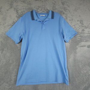Jeff Mens Polo Shirt Blue 100%‎ Pima Cotton Pullover Short Sleeve Peru L New